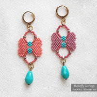 BUTTERFLY EARRINGS - Peyote stitch beading pattern - Instant .pdf Download