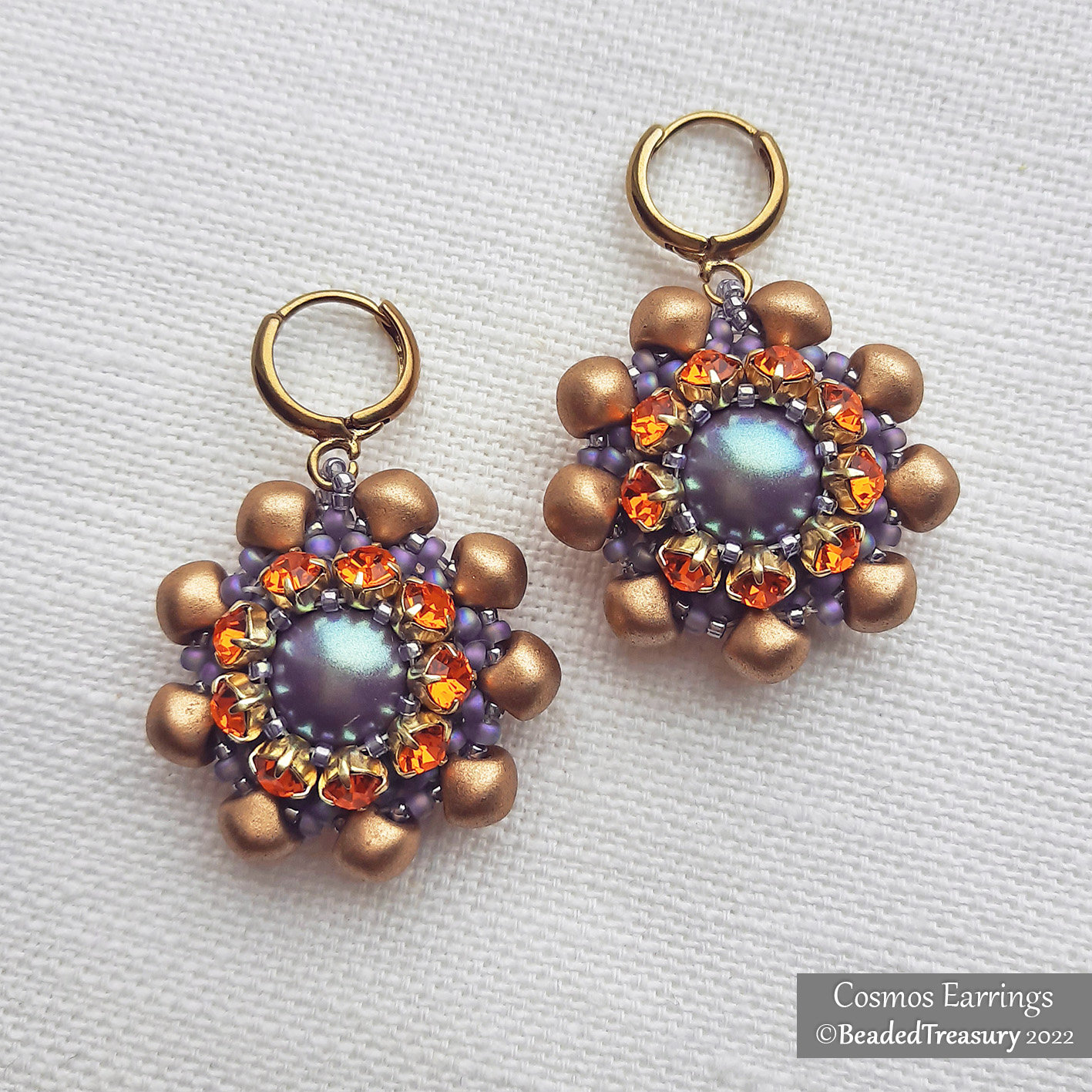 COSMOS EARRINGS - Beading Tutorial - Instant .pdf Download