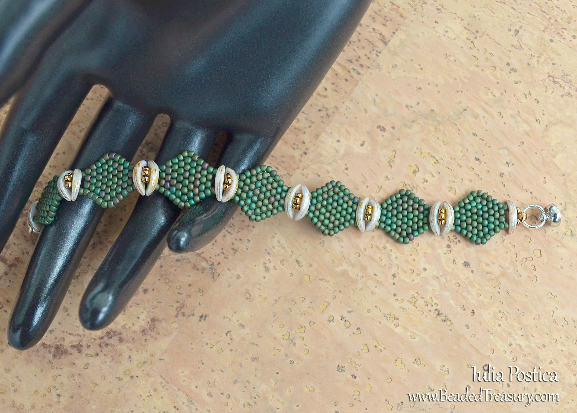 ENDLESS COLUMN Beading Tutorial - Peyote stitch bracelet pattern - 2 hole CzechMates Crescent and seed beads - Instant pdf Download