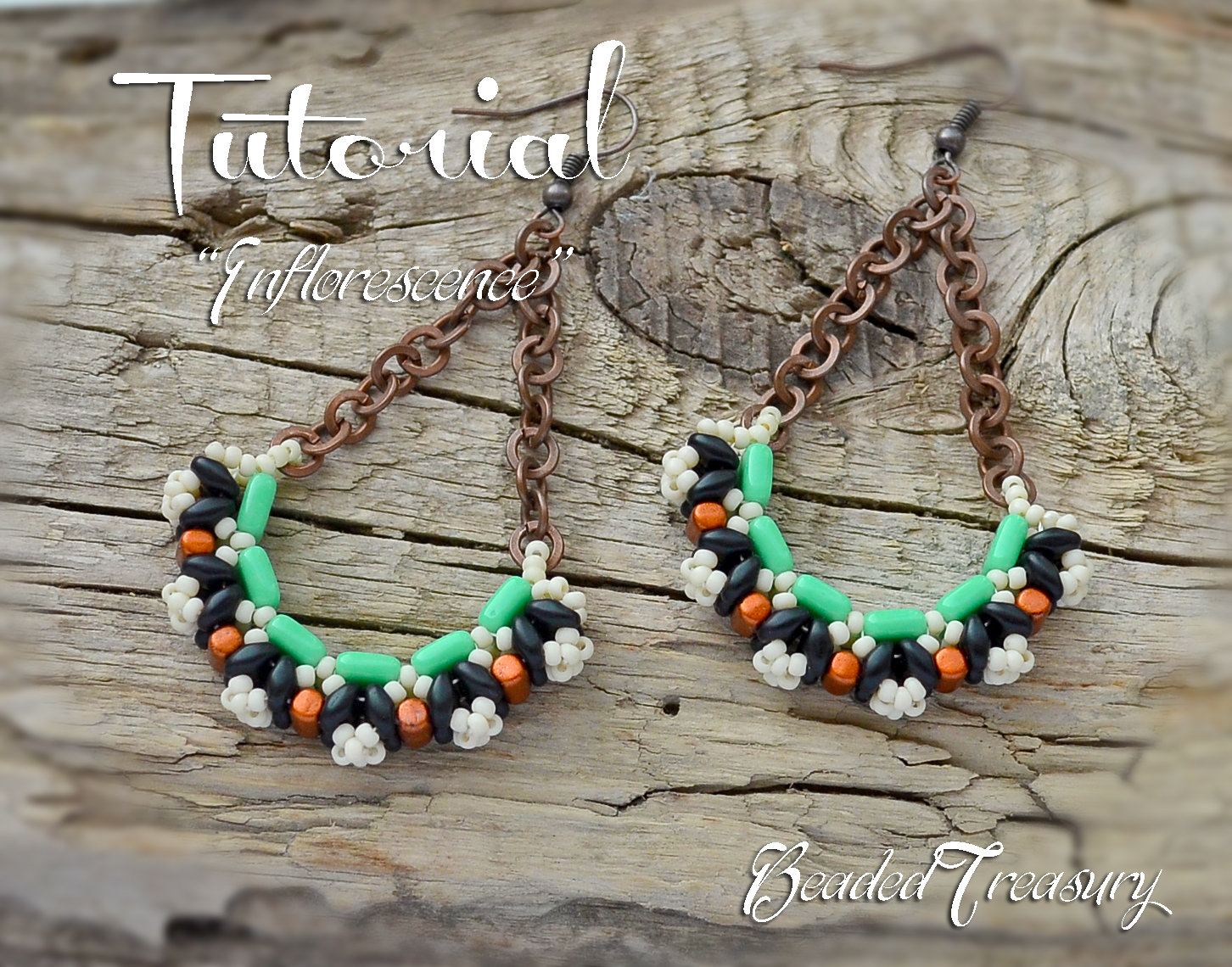 INFLORESCENCE - beadwoven earrings tutorial / Beading tutorial / Earring pattern / Bead pattern / CzechMates Superduo Rulla Tile - Instant PDF Download