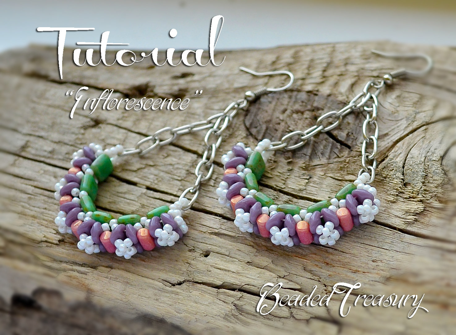 INFLORESCENCE - beadwoven earrings tutorial / Beading tutorial / Earring pattern / Bead pattern / CzechMates Superduo Rulla Tile - Instant PDF Download