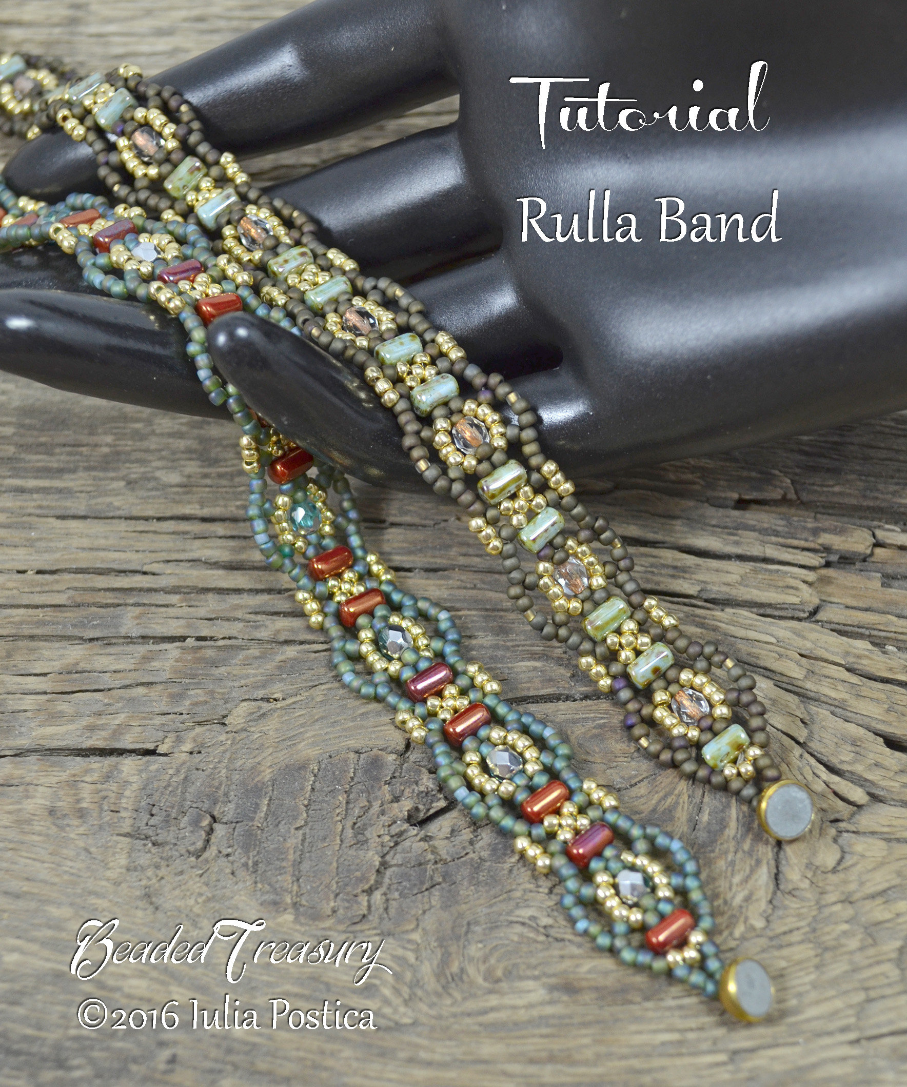 RULLA BAND beading tutorial Beaded bracelet tutorial Rulla Firepolished Seed beads pattern - .PDF Download