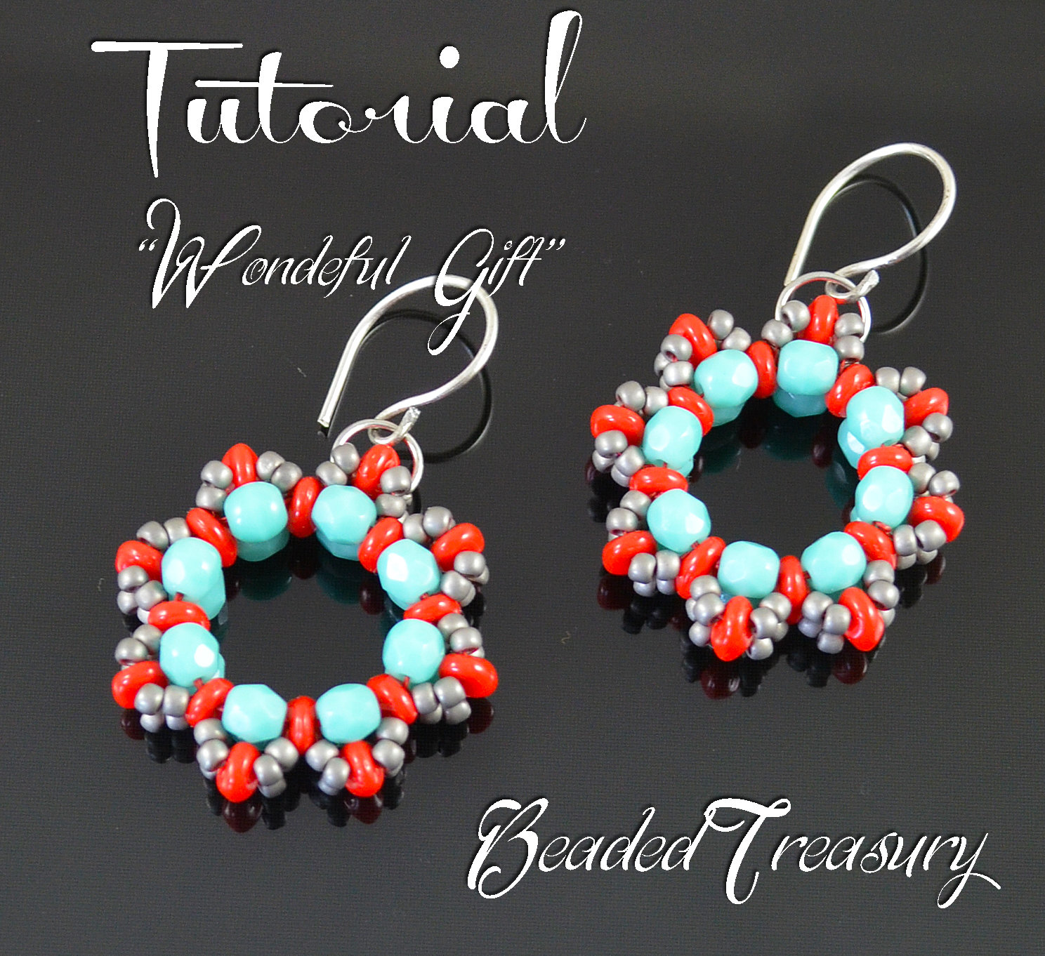 WONDERFUL GIFT - beadoven earrings tutorial with SuperDuo beads, fire polished beads and seed beads / Beading pattern / TUTORIAL ONLY