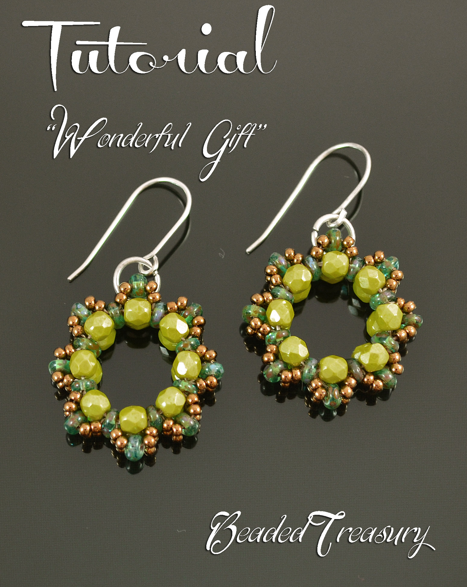WONDERFUL GIFT - beadoven earrings tutorial with SuperDuo beads, fire polished beads and seed beads / Beading pattern / TUTORIAL ONLY