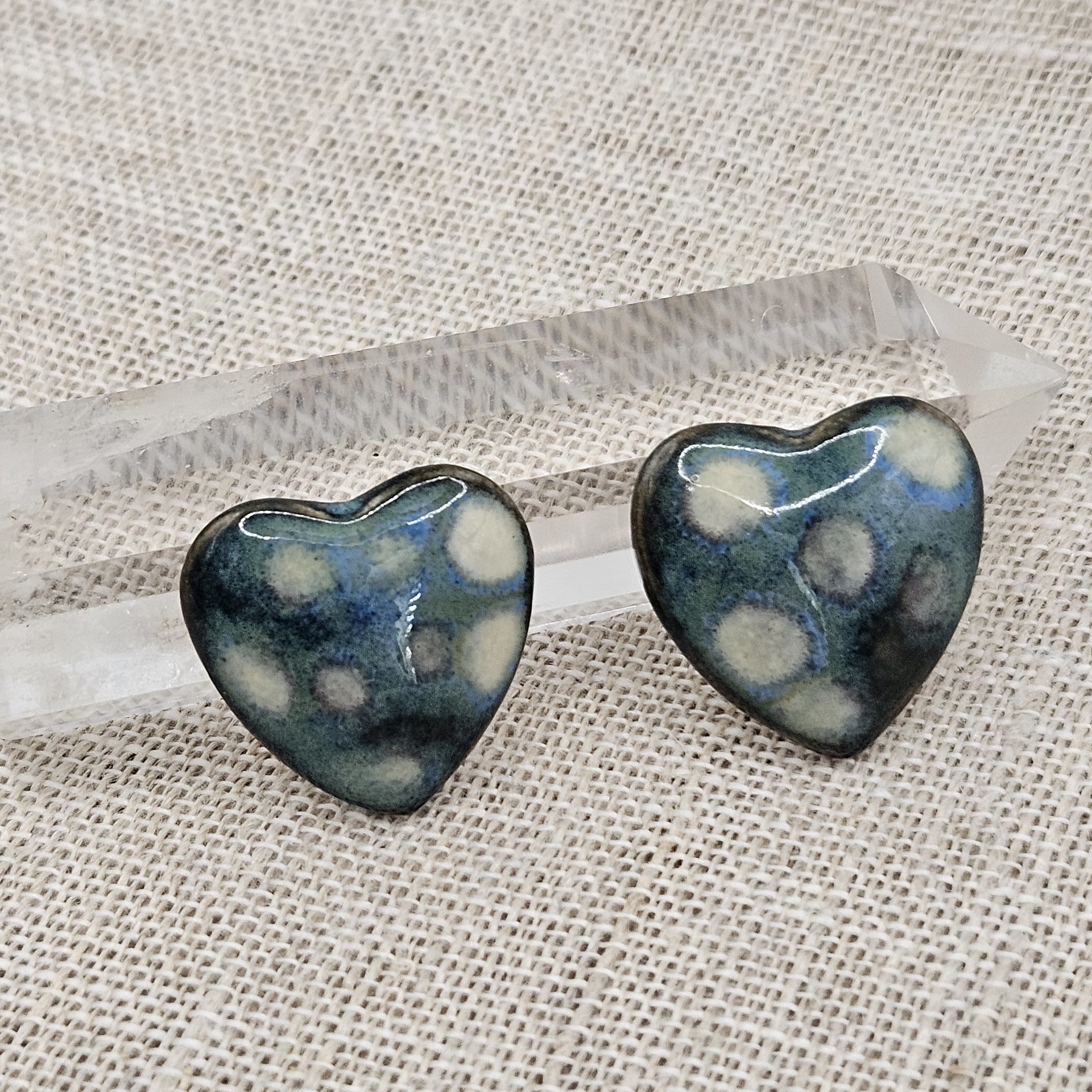 Heart Artisan Ceramic Cabochons, Starry Night (2), one piece