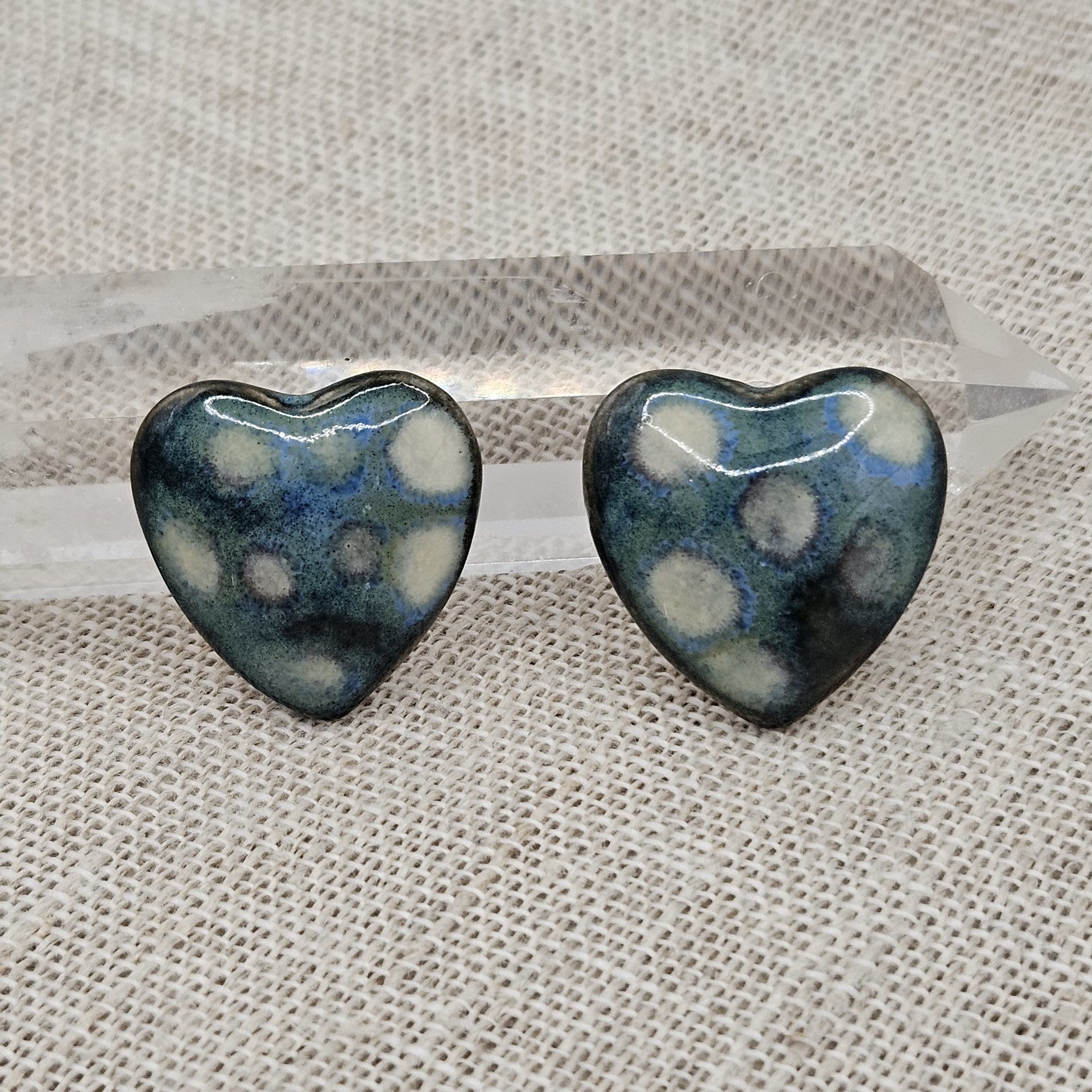 Heart Artisan Ceramic Cabochons, Starry Night (2), one piece