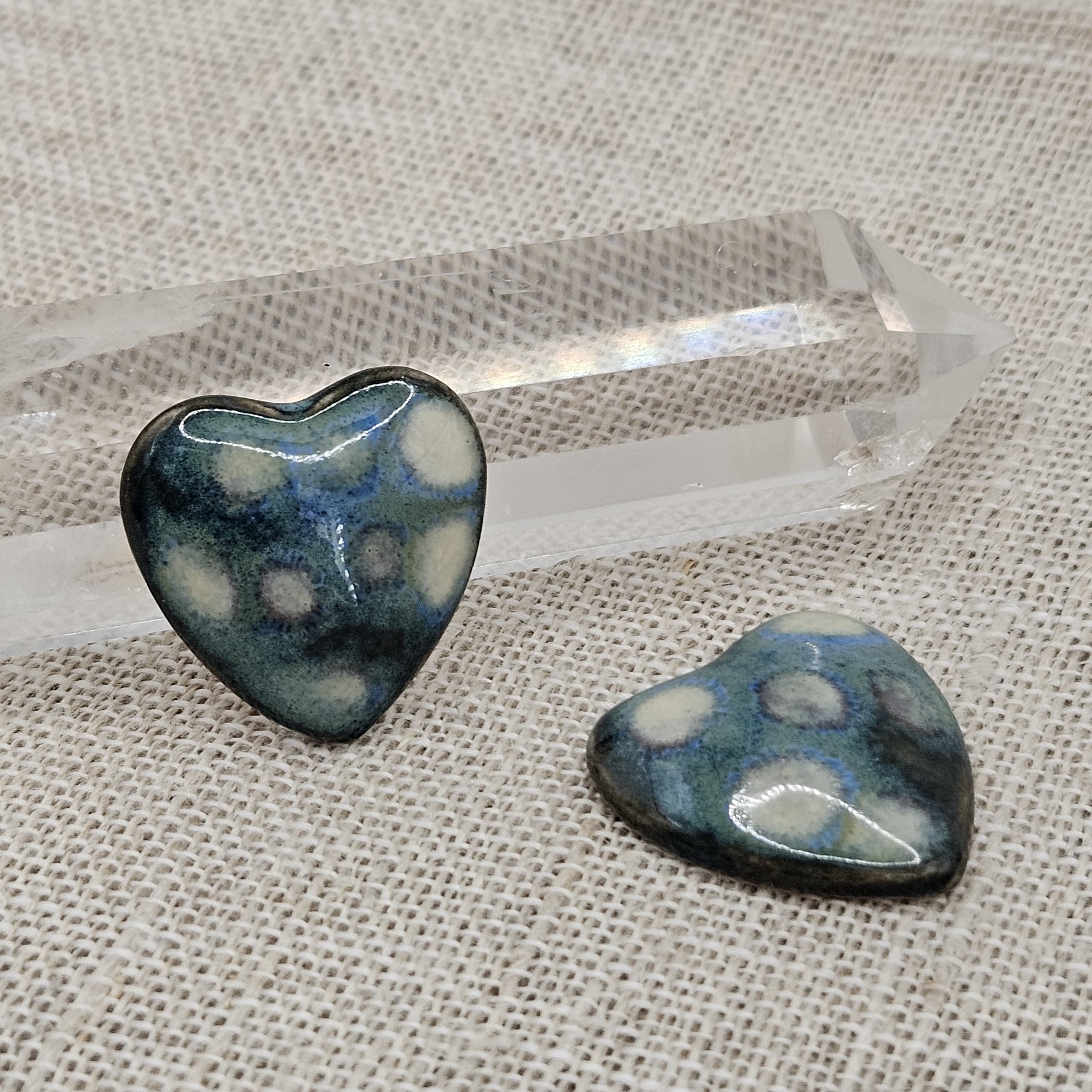 Heart Artisan Ceramic Cabochons, Starry Night (2), one piece