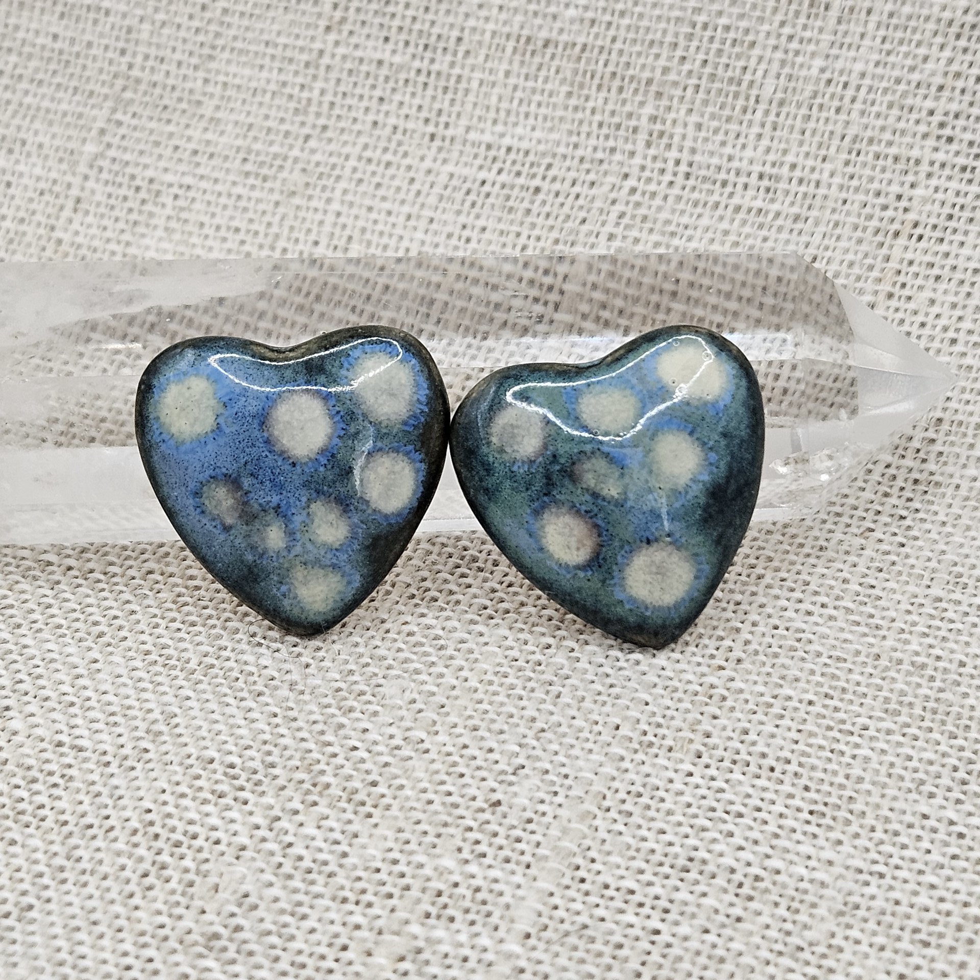 Heart Artisan Ceramic Cabochons, Starry Night, one piece