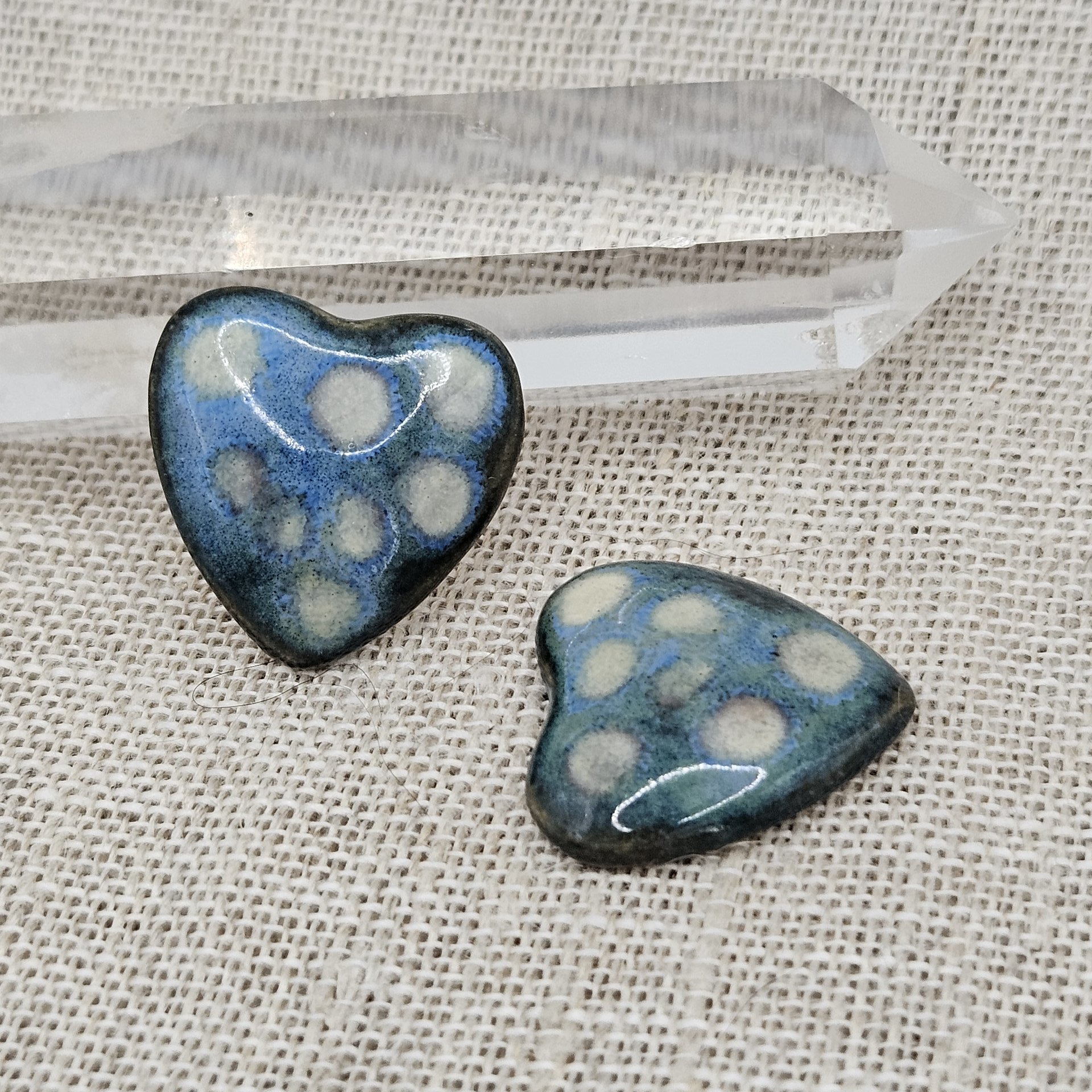 Heart Artisan Ceramic Cabochons, Starry Night, one piece