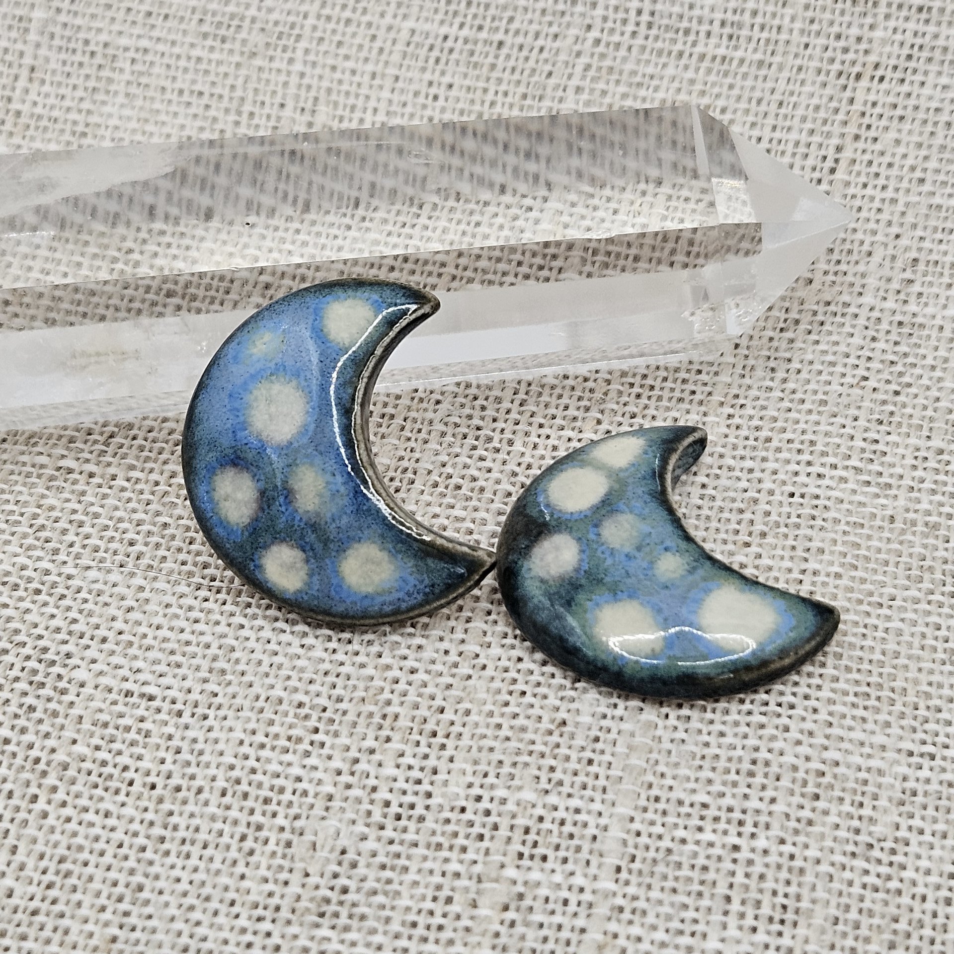 Moon Artisan Ceramic Cabochons, Starry Night, one piece