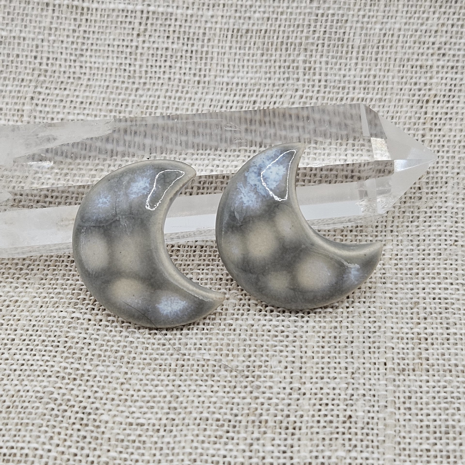 Moon Artisan Ceramic Cabochons, Gray Opal, one piece