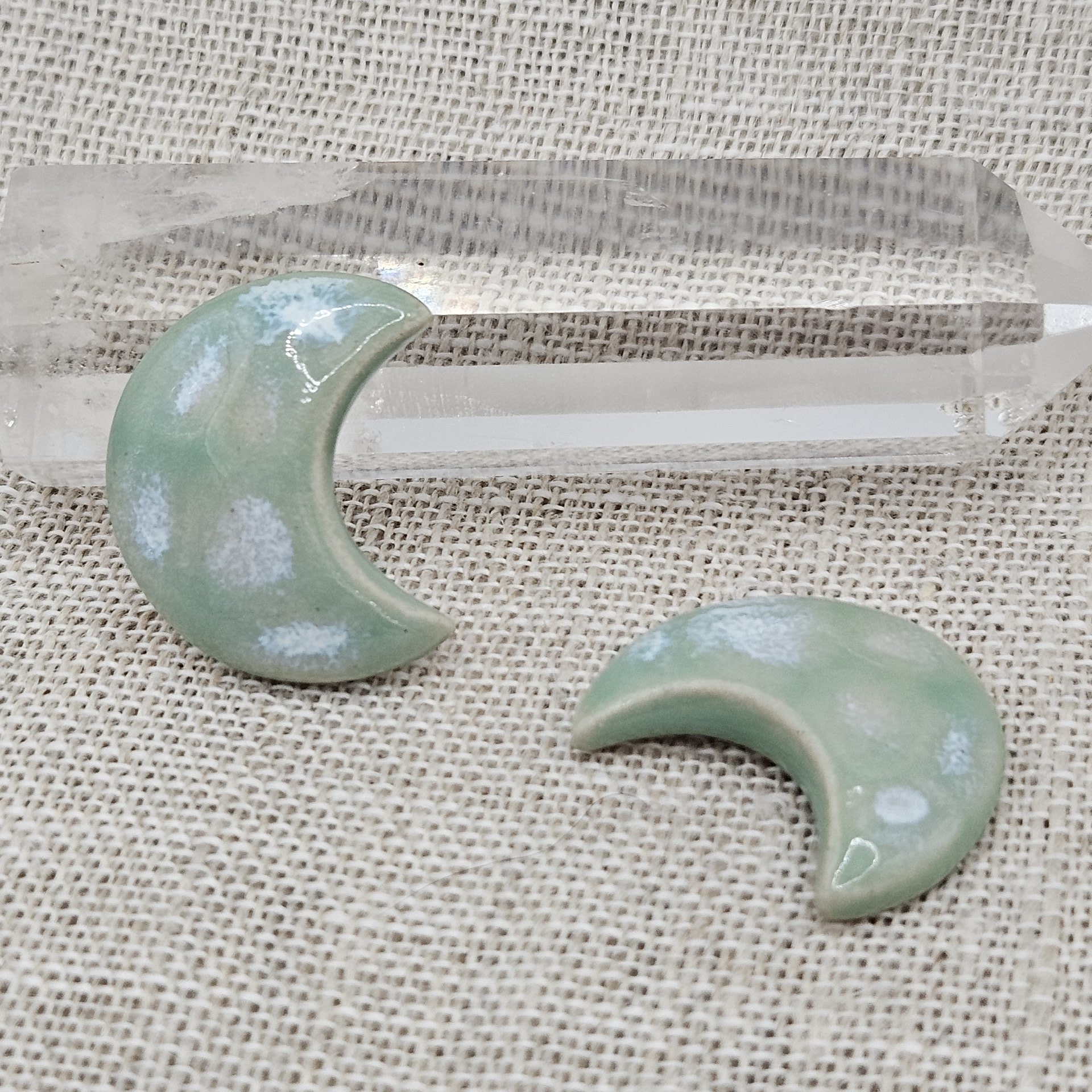 Moon Artisan Ceramic Cabochons, Mint Opal, one piece