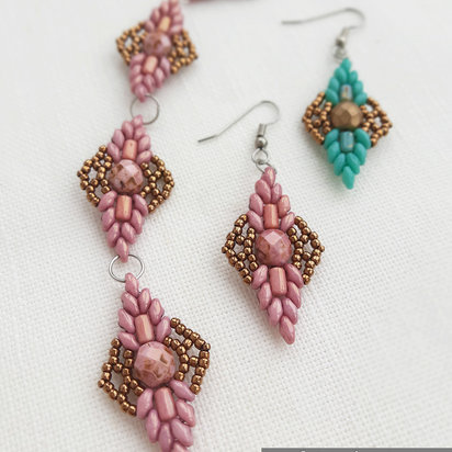 LEAFY BRACELET AND EARRINGS - Beading Tutorial - Instant .pdf download